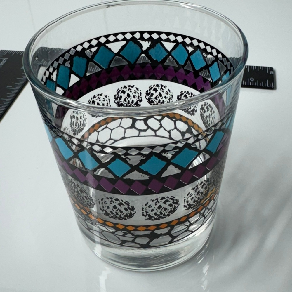 Vibrant Geometric Pattern Glass Tumbler Drinkware‎ Home Barware Ikea Lowball